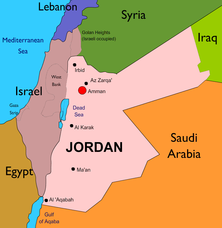 map flag and seal of Jordan