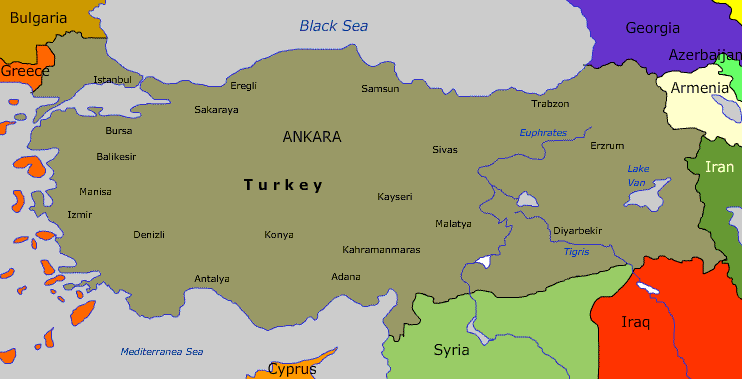 map of turkey